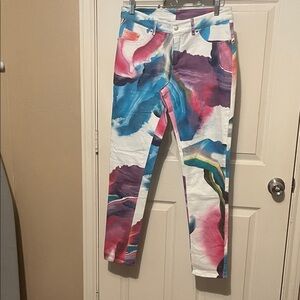 Colorful Abstract Print Jeans